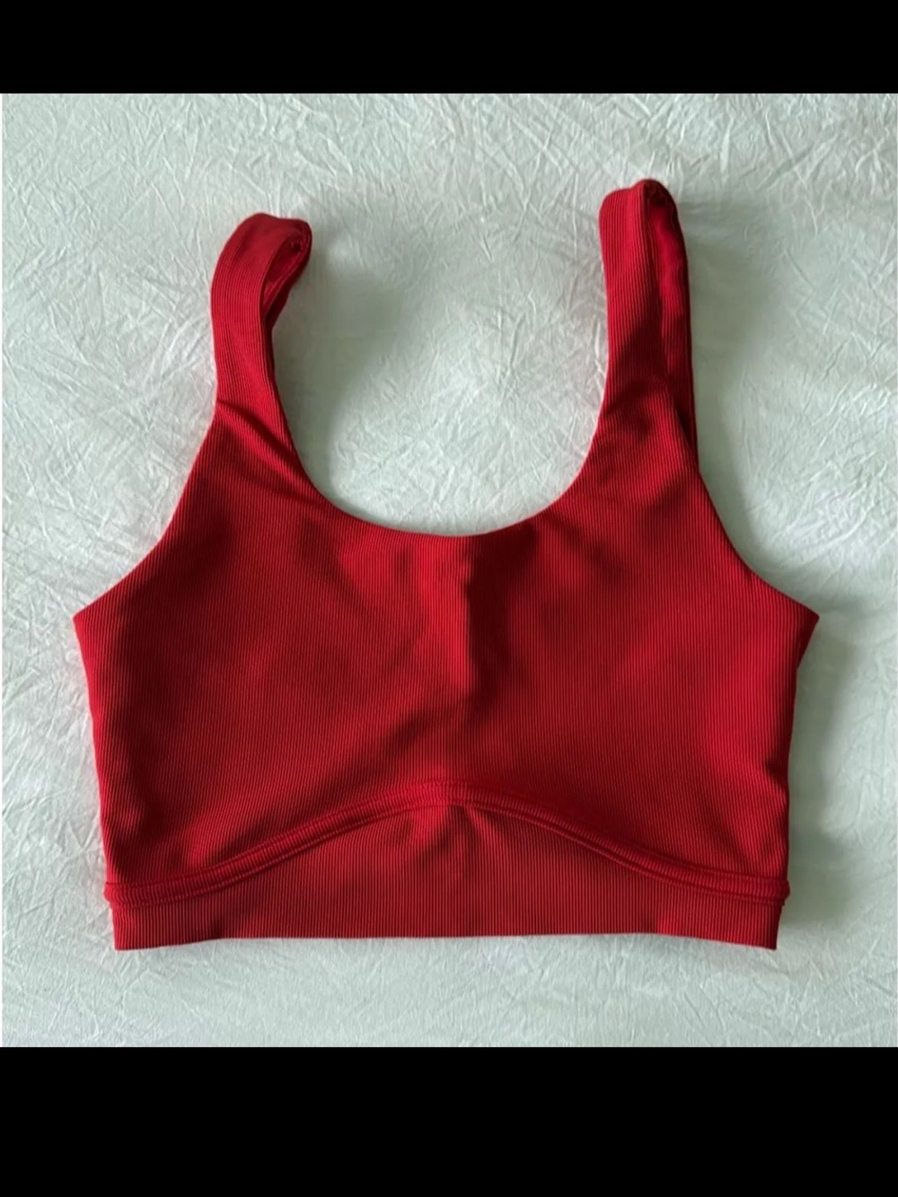 WILO Red Ribbed Scoop Sports Bra